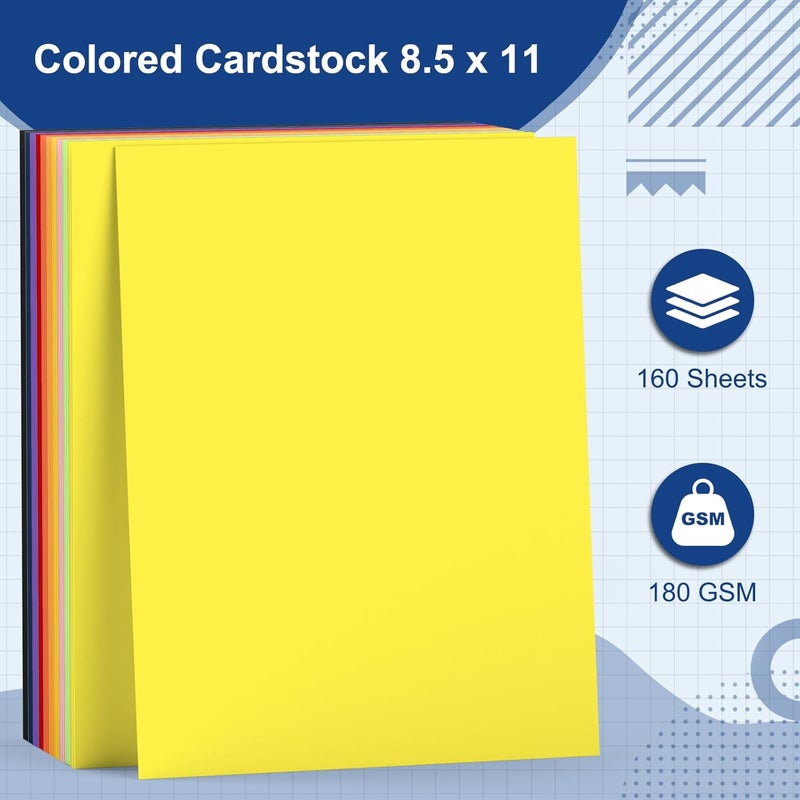 AIFLYAN 160 Sheets Colored Cardstock Paper 8.5 x 11 Color Card Stock for Printer Crafts 8.5 x 11 Assorted Colors Cardstock for Crafts Paper Sheets Colored Printing Card Papers 8.5x11, 180 GSM Card Stock - Image 3